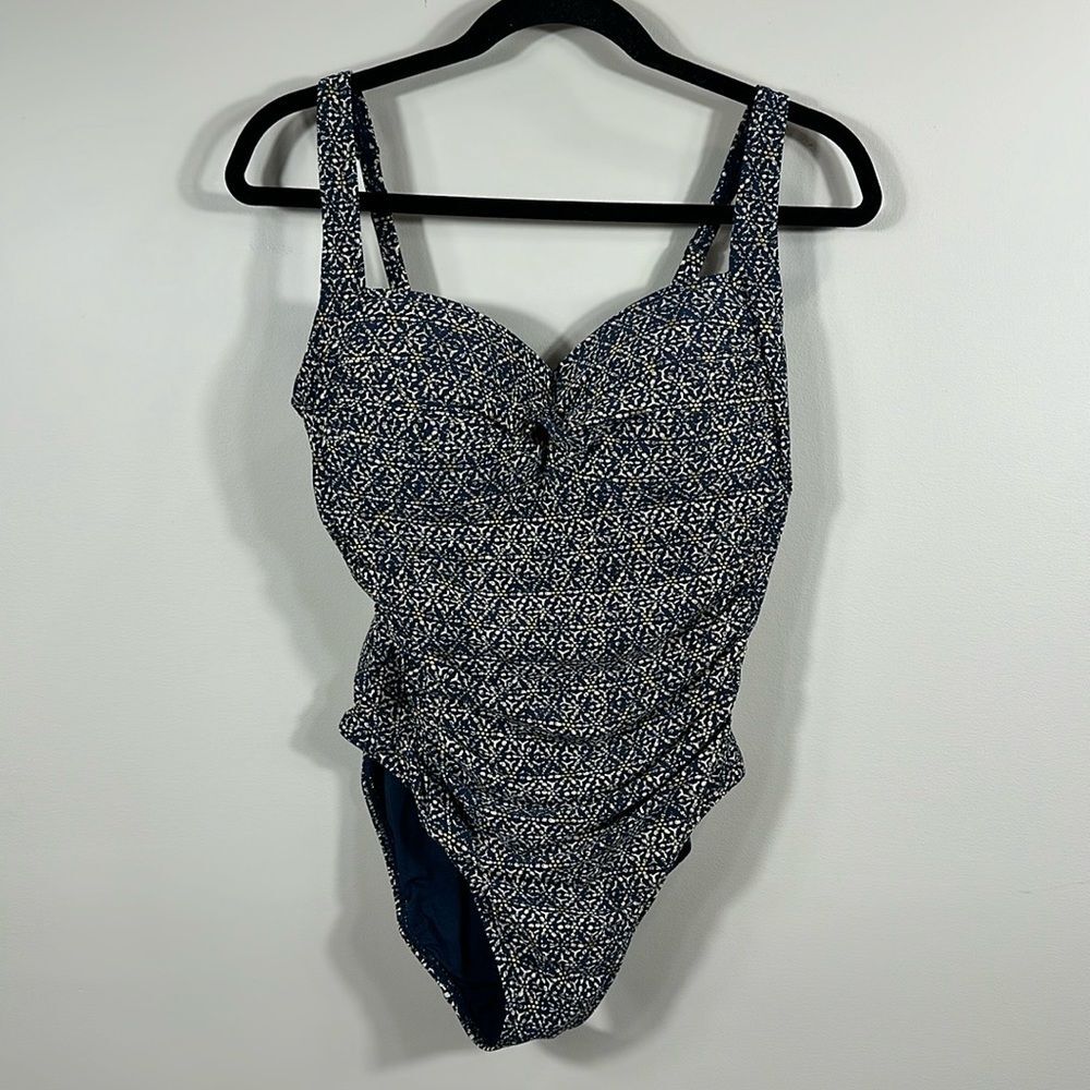 Bond-Eye Australia One Piece Swimsuit Blue Gold Size 10 D/DD